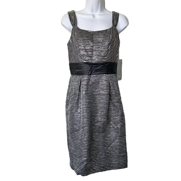 NWT THEIA 2 Metallic Striped Sheath Sleeveless Dress - Picture 1 of 15